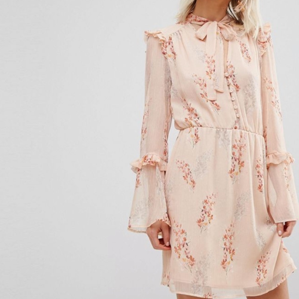 Mango Floral High Neck Tea Dress